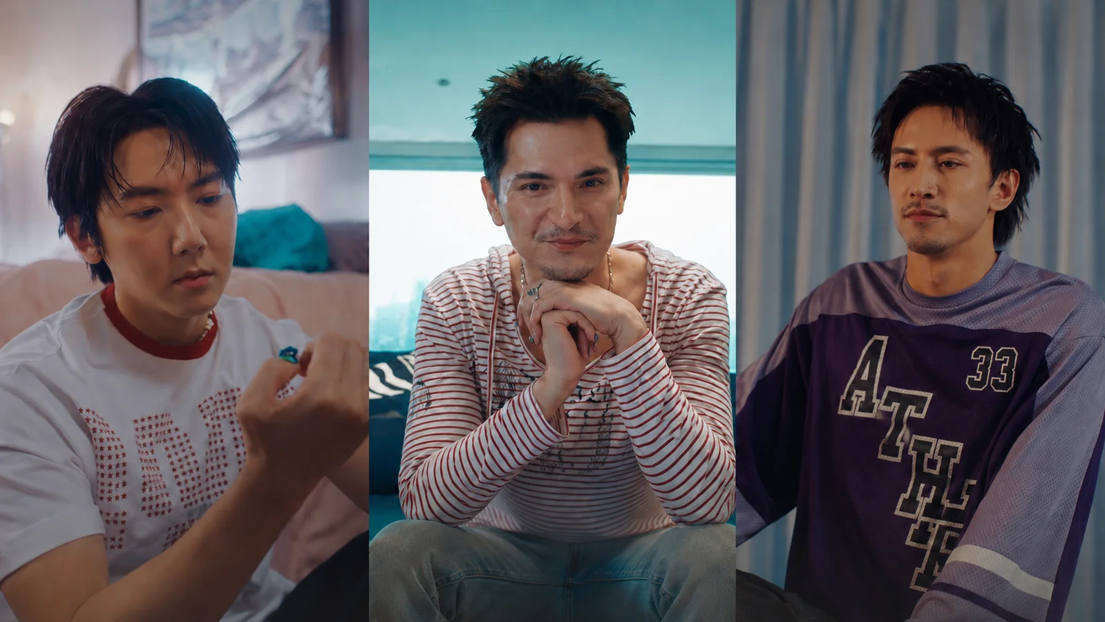 Tomo Visava, Chin Chinawut, and Timethai appear in a three-panel image as the future-era Gelboys in GELBOYS 2.
