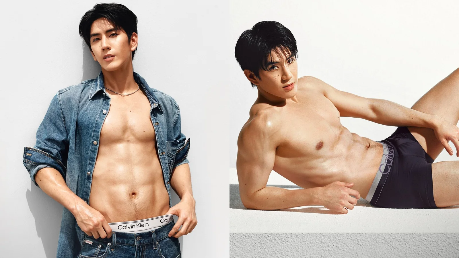 Sea Tawinan models Calvin Klein’s signature underwear and denim in his first Asia-wide campaign for the fashion brand.